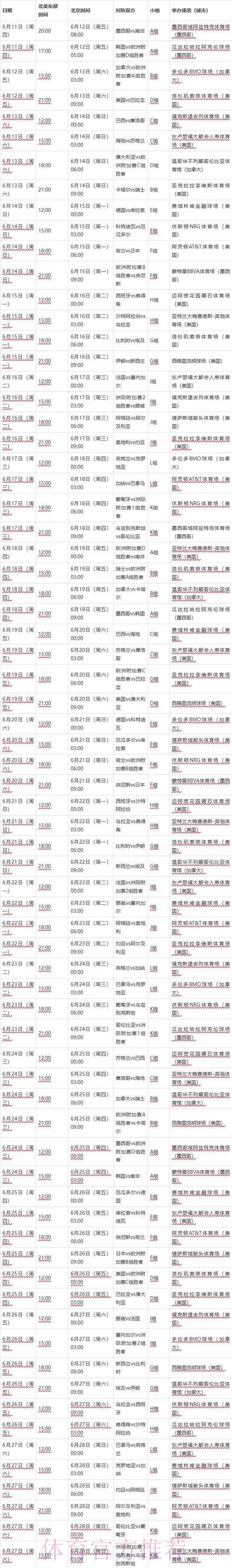 世界杯比赛时间入口